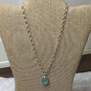 Sterling Silver Necklace with Faceted Chalcedony Pendant